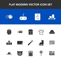 Modern, simple vector icon set with education, sport, medical, heart, football, kid, vacation, transportation, table, business, light, spoon, blank, medicine, transport, blackboard, game, jacket icons