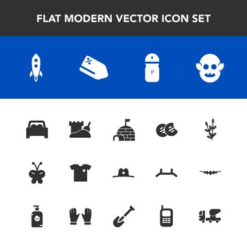 Modern, Simple Vector Icon Set With Hat, Harvest, Shirt, New, Sheriff, Texas, Tower, Dessert, Rocket, Agriculture, Clothing, Spice, Seasoning, Pepper, Space, Tag, White, Launch, Arctic, Beauty Icons