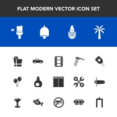 Fototapeta premium Modern, simple vector icon set with oil, health, alarm, restroom, xray, , wc, corn, public, direction, birthday, ring, healthy, bathroom, package, vegetable, bath, shower, powder, door, movie icons