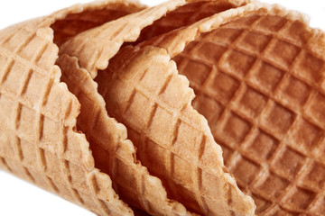 waffle ice cream cone isolated on white background