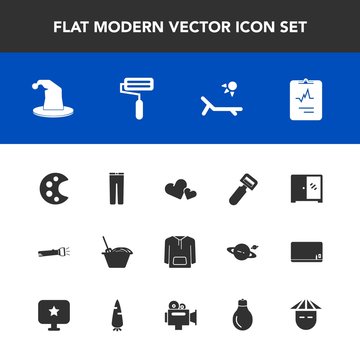 Modern, simple vector icon set with drawing, background, clothes, circus, cardiology, chinese, paint, peeler, roll, young, interior, heart, home, people, cabinet, sunny, valentine, medical, love icons