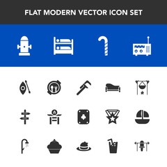 Modern, simple vector icon set with river, radio, repair, taiko, way, kid, food, kayak, tool, interior, candy, room, sofa, poker, play, game, department, campfire, industrial, hydrant, safety icons