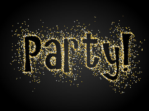 PARTY Gold Glitter Banner 