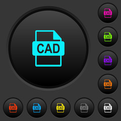 Fototapeta na wymiar CAD file format dark push buttons with color icons