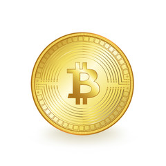Bitcoin Cryptocurrency Golden Coin Isolated