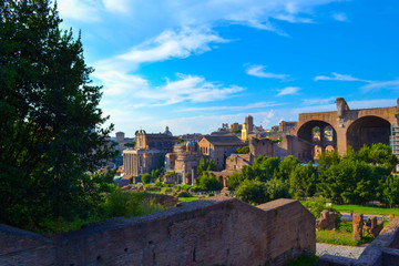 Fototapeta na wymiar Roman Forum in Rome, Italy. Forum Romanum or Forum Magnum.