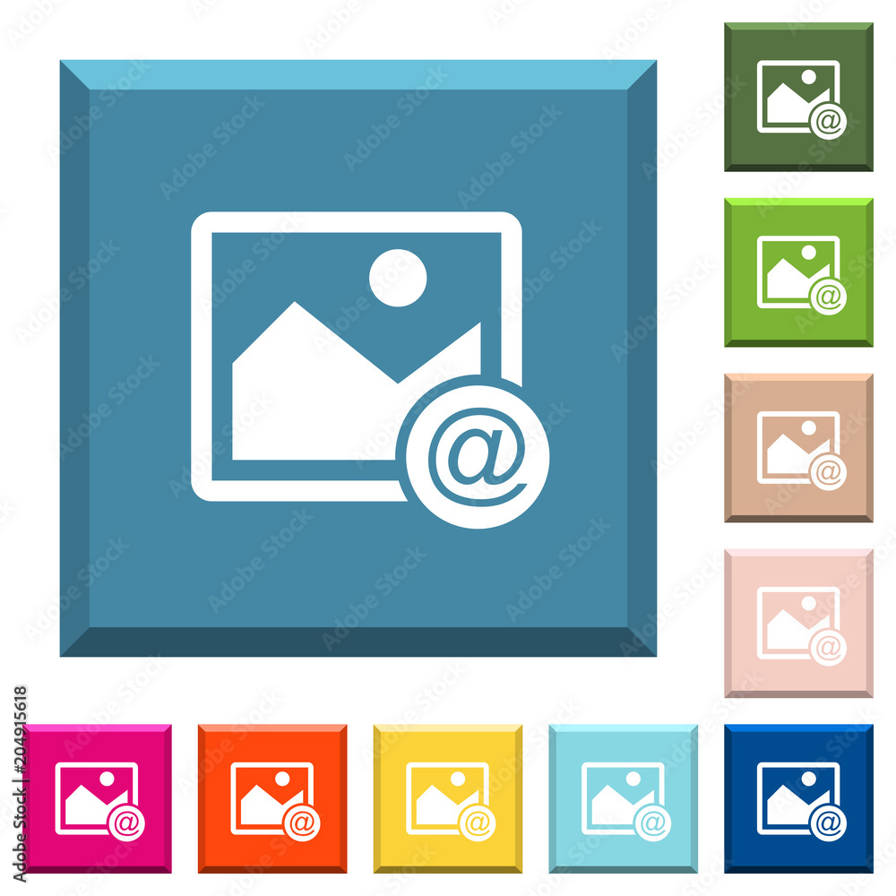 Poster send image as email white icons on edged square buttons