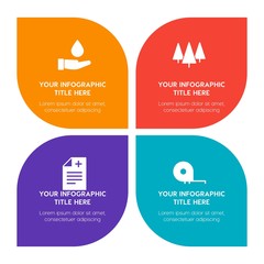 Flat health, science, nature infographic timeline template with floral shape for presentations, advertising, annual reports