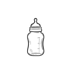 Feeding bottle hand drawn outline doodle icon. Bottle for feeding of newborn baby vector sketch illustration for print, web, mobile and infographics isolated on white background.