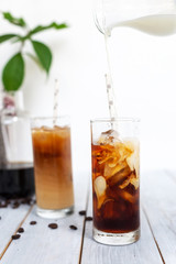 homemade cold brew coffee with milk summer beverage