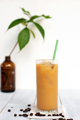 homemade cold brew coffee with milk summer beverage