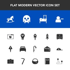 Modern, simple vector icon set with toy, shower, interior, delete, car, mark, drawer, fiction, bath, internet, birdhouse, travel, security, cute, ufo, restaurant, child, house, cabinet, monster icons