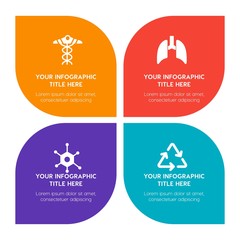 Flat health, science, nature infographic timeline template with floral shape for presentations, advertising, annual reports