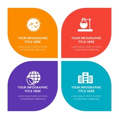 Flat health, science, nature infographic timeline template with floral shape for presentations, advertising, annual reports