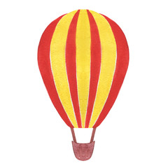 Watercolor hot air balloon illustrations isolated on white background.