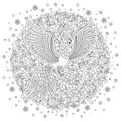   Firebird for anti stress Coloring Page with high details.