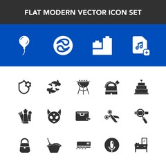 Modern, simple vector icon set with mon, cake, monster, sale, toy, bag, , sweet, file, pie, internet, sea, decoration, food, bbq, observatory, chess, japan, meat, ufo, bear, ball, space, cooking icons