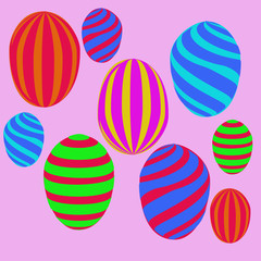 Easter eggs pattern, stripes, doodles.