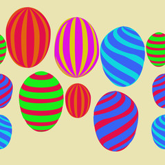 Easter eggs  seamless pattern, stripes, doodles.  Copy space.