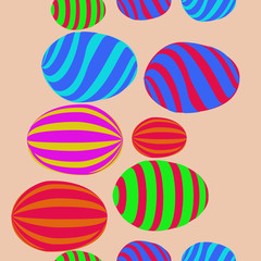Easter eggs seamless  pattern, stripes, doodles. Copy space.