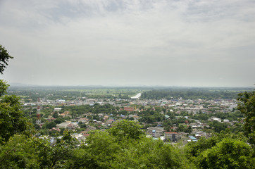 Aerial view landscape and cityscape of Uthai Thani, Thailand