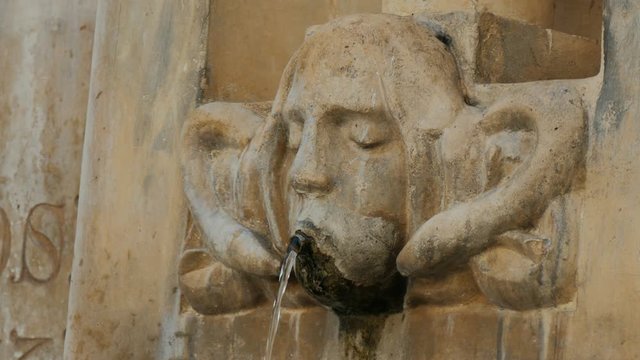 Detail of the bull fountain in Nard&ograve;, in the south of Italy.