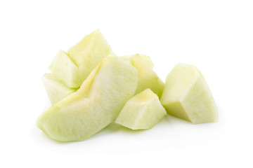 Ripe green apple and slice isolated on a white background