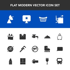 Modern, simple vector icon set with desk, shirt, air, market, table, computer, repair, sign, sink, service, office, star, basket, water, antenna, no, faucet, tool, work, clothing, new, camera,  icons