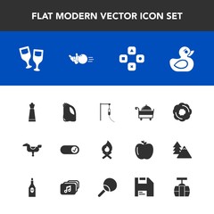 Modern, simple vector icon set with sport, transportation, sweet, toy, wine, king, can, , medical, red, technology, medicine, chess, piece, glass, child, pin, computer, alcohol, restaurant, sky icons