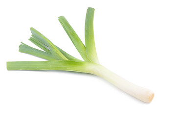Fresh green leek isolated on a white background