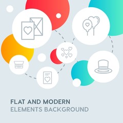 clothes, valentine, beauty and cosmetics outline vector icons and elements background with circle bubbles networks.Multipurpose use on websites, presentations, brochures and more