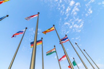 flag of the world with blue sky