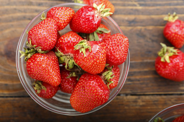 strawberry in a glass plate
