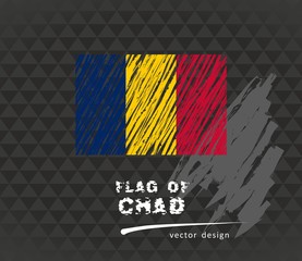 Flag of Chad, vector pen illustration on black background
