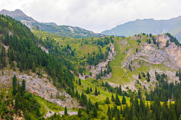 Fototapeta na wymiar Mountain and glacier landscape in Tirol. Austria, region of Hintertux.
