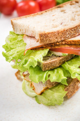 Healhy breakfast on serving marble board