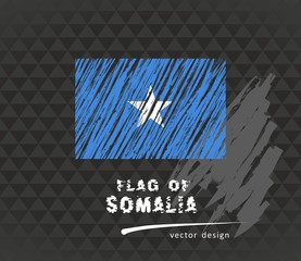 Somalia flag, vector sketch hand drawn illustration on dark grunge background