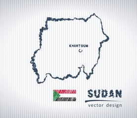 Sudan vector chalk drawing map isolated on a white background