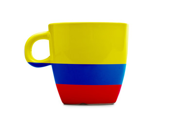 Elegant tea or cafe flagged mug isolated.