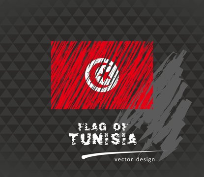 Flag of Tunisia, vector pen illustration on black background
