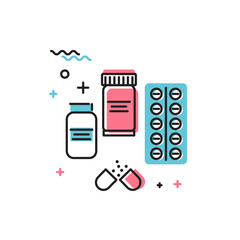 Tablets and medicines in flat style. Vector icon