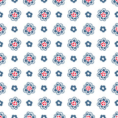 Vector seamless pattern in Scandinavian style with flowers and leaves
