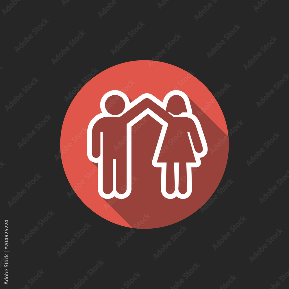 Poster elegant universal white minimalistic thin line couple holding hands icon with shadows on circular co