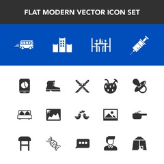 Modern, simple vector icon set with pacifier, dove, japanese, child, love, bus, transportation, drink, double, leather, weapon, juice, chart, frame, furniture, baby, medical, clinic, glass, bird icons