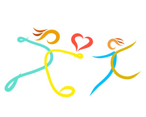 Funny active people and heart