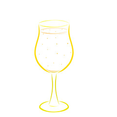 A carbonated drink or champagne in a tall glass