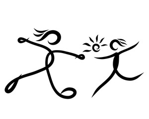 Two happy people and the sun as a gift