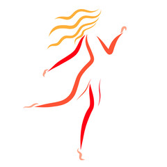 Obraz na płótnie Canvas Slender running blonde, sport and slenderness