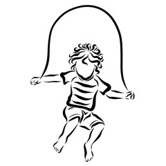 A child jumping with a skipping rope, a cheerful sport