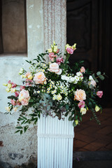 floral arrangement for the church wedding ceremony